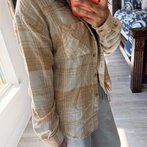 Rue21 Beige and Cream Plaid Button-Down Shirt
